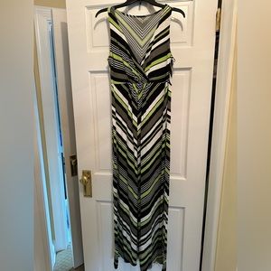 Apt 9 green/black/white stripe maxi dress. Size M